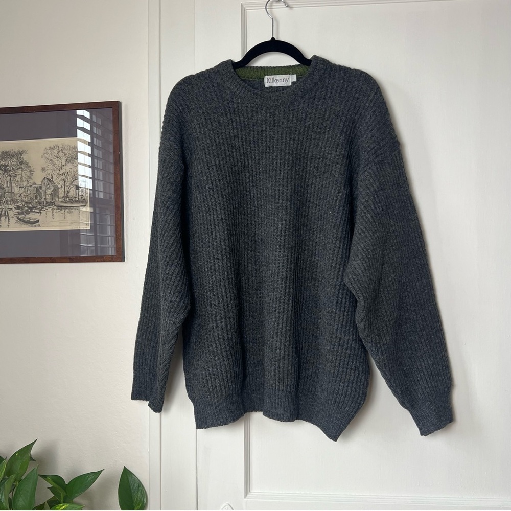 Vintage Kilkenny Irish Grey Wool Crewneck Sweater
